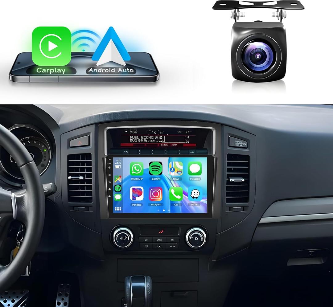 4+64G Android Car Stereo for Mitsubishi Pajero 4 V80 V90 2006-2014, Wireless Carplay Android Auto Car Radio, 9 Touch Screen Head Unit with Bluetooth GPS Mirror Link WiFi FM/RDS DSP Backup Camera SWC