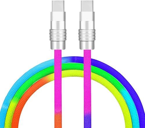 GentsStride Rainbow Chubby - Colorful Chubby Cable Gradual Durable Charger Cable USB-C to USB A Cable Nylon Braided Fast Charging Data Cord for Phone, Colorful, Type-C to Type-C, 1.64 FT