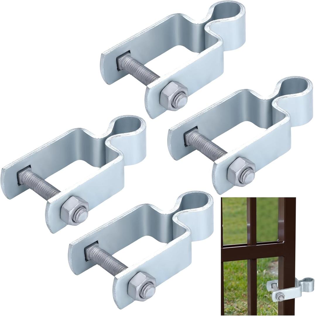 4 Pcs 2'' x 2'' Square Post Female Hinges 5/8'' Pintle Square Chain Link Fence Gate Post Galvanized Steel Hinge with Bolts and Nuts for Repairing and Replacing Fence Gate