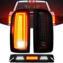 LED Tail Light + 3rd Brake Light Fit for Chevy Colorado/Fit for GMC Canyon 2015-2022 (Factory Halogen Type) Rear Brake Cargo Lamp Taillight Assembly, Black Housing Smoke Lens