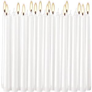 Wfmolcand 30 Pack of 10 Inch White Unscented Taper Candles-8 Hour Long Burning Dripless Table Candles for Wedding, and Home Decoration
