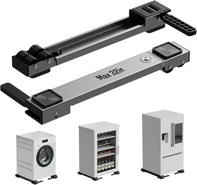 KVRG Appliance Rollers Heavy Duty,Newest Extendable Appliance Sliders,Liftable Washing Machine Base,Easily Move Washer and Dryer Machines,Refrigerators,FurnitureGrey