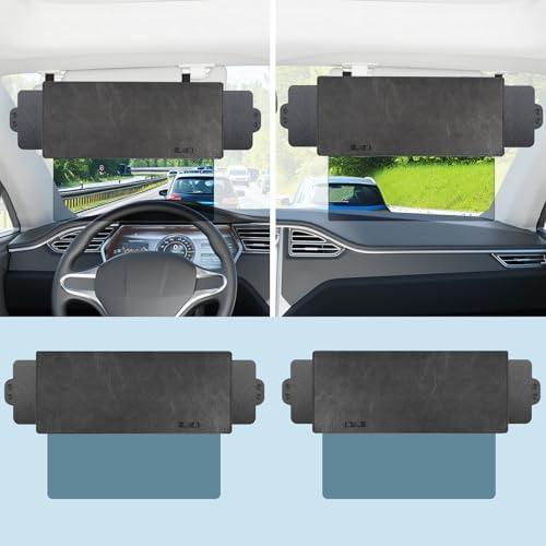 2 Pack Polarized Sun Visor Extender for Car with 2 Side Sunshade, Car Visor Extender Sun Blocker, Upgraded UV400 Sun Visor Extension with PC Lens, Anti-Glare Car Visor for Safe Driving