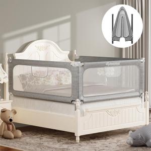 MHOMER Bed Rail for Toddlers-Toddler Bed Rails 2 Minutes Quick Assembly Foldable Bed Rails for Queen Bed, King, Full, Twin Size Bed, Baby Bed Rail Guard with Steady U-Shape Base 78.7",1 Side (1Side 78.7in, Grey)