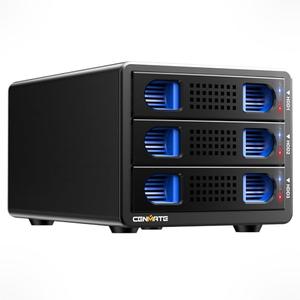 CENMATE Aluminum 3 Bay Hard Drive Enclosure with Cooling Fan for 2.5“/3.5" SATA HDD/SSD with USB A/C 3.0, Support Hot Swappable, Tool-Free HDD Enclosure, DAS(NO RAID/NAS)