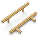 Hickory Hardware 8 Pack Kitchen Cabinet Handles, Drawer Pulls for Doors & Dresser Drawers, Hardware for Bathroom, 3 Inch Hole Center, Brushed Brass, Heritage Collection