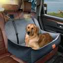 Dog Car Seat Bed for Large/Medium Dogs or 2 Small Dogs, Pet Booster Seat for Dog Travel Safety,Soft Fabric and Non-Slip Base,Can be Disassembled and Easy to Clean(Black Outside Grey Inside)