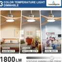 Outdoor Ceiling Fan with Light: 52 Inch 3 Blade Outdoor Fans for Patios - Modern Wood Ceiling Fan with Dimmable Light Remote APP Control Ultra Quiet Reversible DC Motor Timer