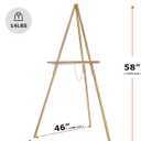 DJAR 63" Wooden Easel Stand for Sign, Dual-use Adjustable Height, Wood Floor Display Easel for Wedding, Welcome Board, Poster, Picture, Photo- Gold, 1pc