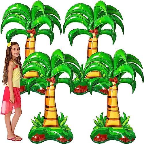 Libima 4 Pcs 52 Inch 3D Big Palm Tree Balloons Birthday Wedding Party Decor Inflatable Palm Tree Foil Balloons for Kids Adults Hawaiian Luau Party Baby Shower Ball Summer Theme Decorations