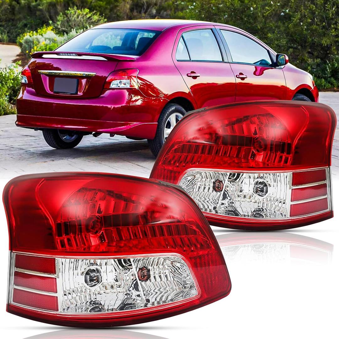 Taillights Assembly for 2007 2008 2009 2010 2011 Toyota Yaris Sedan Halogen Tail Lights Replacement Driver and Passenger Side (LH RH).OE Factory Style