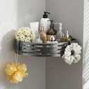 Corner Shower Caddy Suction Cup,Shower Shelves with Hooks,No Drilling Powerful Suction Bathroom Organizers and Storage,Removable Waterproof Rustproof Shower Bathroom Accessories Decor(Grey 1Pack)