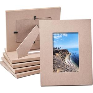 Juvale Unfinished Wooden Picture Frames, DIY Wood Frame for Desk Table Top, Home, Office, All Occasions Decoration, DIY Craft Projects, Holds 4 x 6 Photo (9.5x7.5x0.5 Inch) 6-Pack