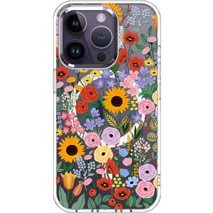 MOSNOVO Case for iPhone 14 Pro, [Compatible with Magsafe] [Buffertech 6.6ft Military-Grade Drop Protection] [Anti Peel Off Tech] Clear Phone Case Design - Blossom & Bloom