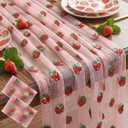 2 x Tegeme 2 Pcs Strawberry Table Runner 26 x 70 Inches Sequin Glitter Tulle Table Runner Pink Sequin Embroidery Sheer Lace Birthday Decor for Summer Party Baby Shower Home Kitchen Wedding