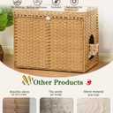 SETVSON Cat Litter Box Enclosure Furniture, Handwoven Rattan Hidden Litter Box with Mat, Large Space Cat House with 2 S-Shaped Hooks 30.3 x 18.3 x 24.4 Inches, Indoor for Living Room Apartment Natural
