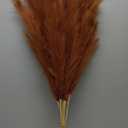 Faux Caramel Brown Pampas Grass Decor Tall , 8pcs 43.3" Large Pompas Floral, Fluffy Artificial Fake Long Feather Flowers for Boho Wedding Bedroom Living Room Decor(Burnt Orange Brown)