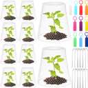Geosar 10 Pcs 9 inch Chicken Wire Cloche Plant Protector Cover Metal Garden Cloche Dome for Plants Chicken Wire Protection Basket with Garden Stakes for Avoiding Rabbit Bird Small Animals Eat (Black)