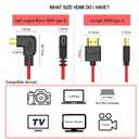 Micro HDMI 4K 8K 60P Raw Cable for ATOMOS Ninja V Portkeys Monitor Canon R5C R6 Sony A7CII A7CR ZV-E1 GH4 S9 Z50 XT50 Camera, Right Angle Type A D HDMI2.1, Orange Spiral 50cm