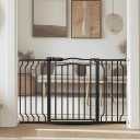 Baby Gate for Stairs 29.53"-53.1" Extra Wide, Pressure Mounted Dog Gate Indoor, Walk Thru Pet Gate for Cat Dog Child, Pet Gates for The House Doorway Black