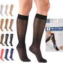 Truform Sheer Compression Stockings, 15-20 mmHg, Women's Knee High Length, 20 Denier, Black, X-Large