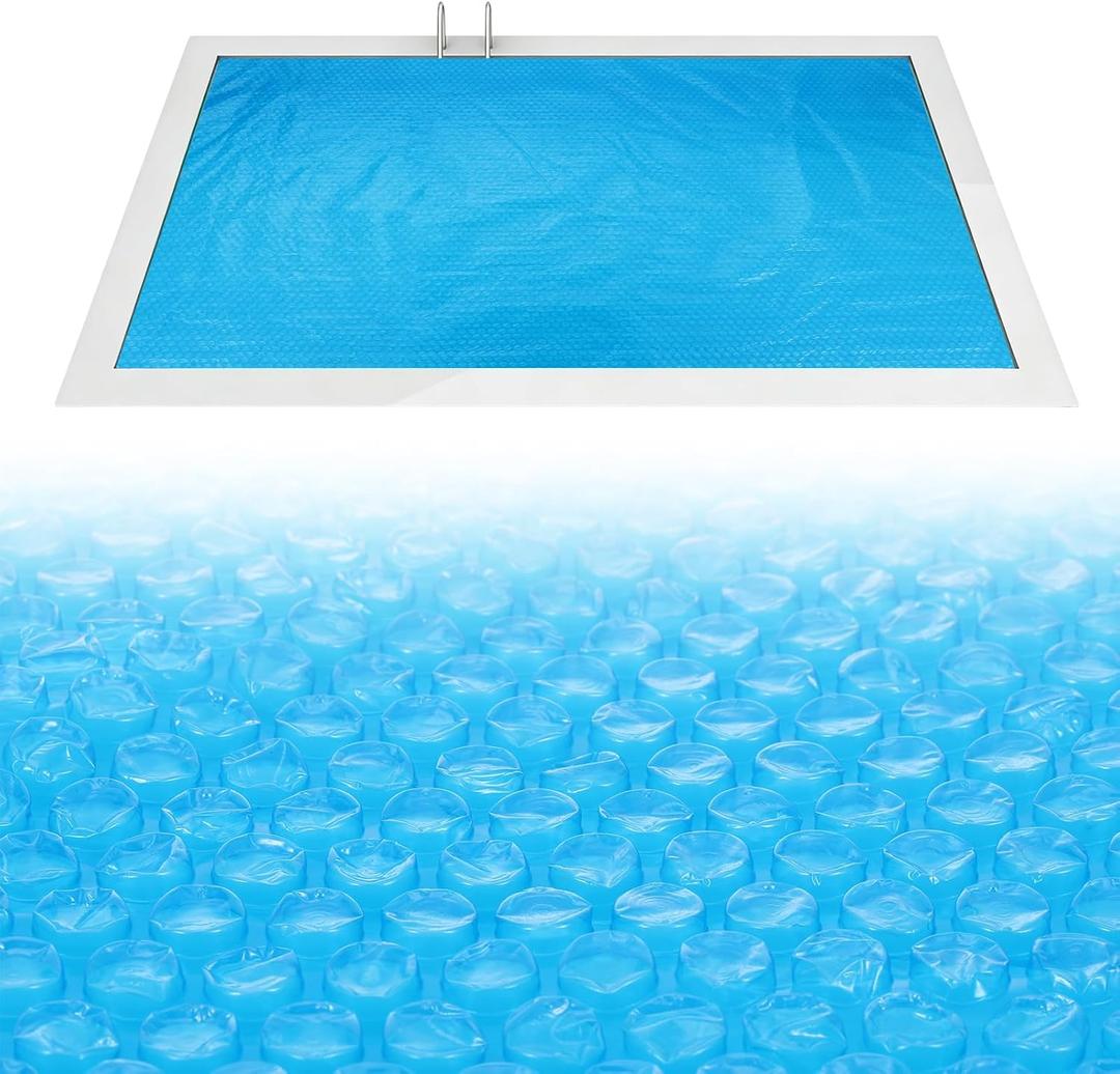 12x6 Ft Rectangle Solar Pool Cover for Above Pools, Blue Bubble Insulation Blanket for Heating, Heat Retention, and Debris Protection, Heavy-Duty Insulating Pool Heater Cover for Swimmer