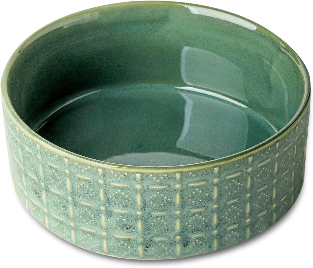 Ceramic Dog Bowl, 6.5 inch Pet Dog Food Bowl Water Bowls, Dogs Dish for Middle and Small Dogs, Puppy, Green