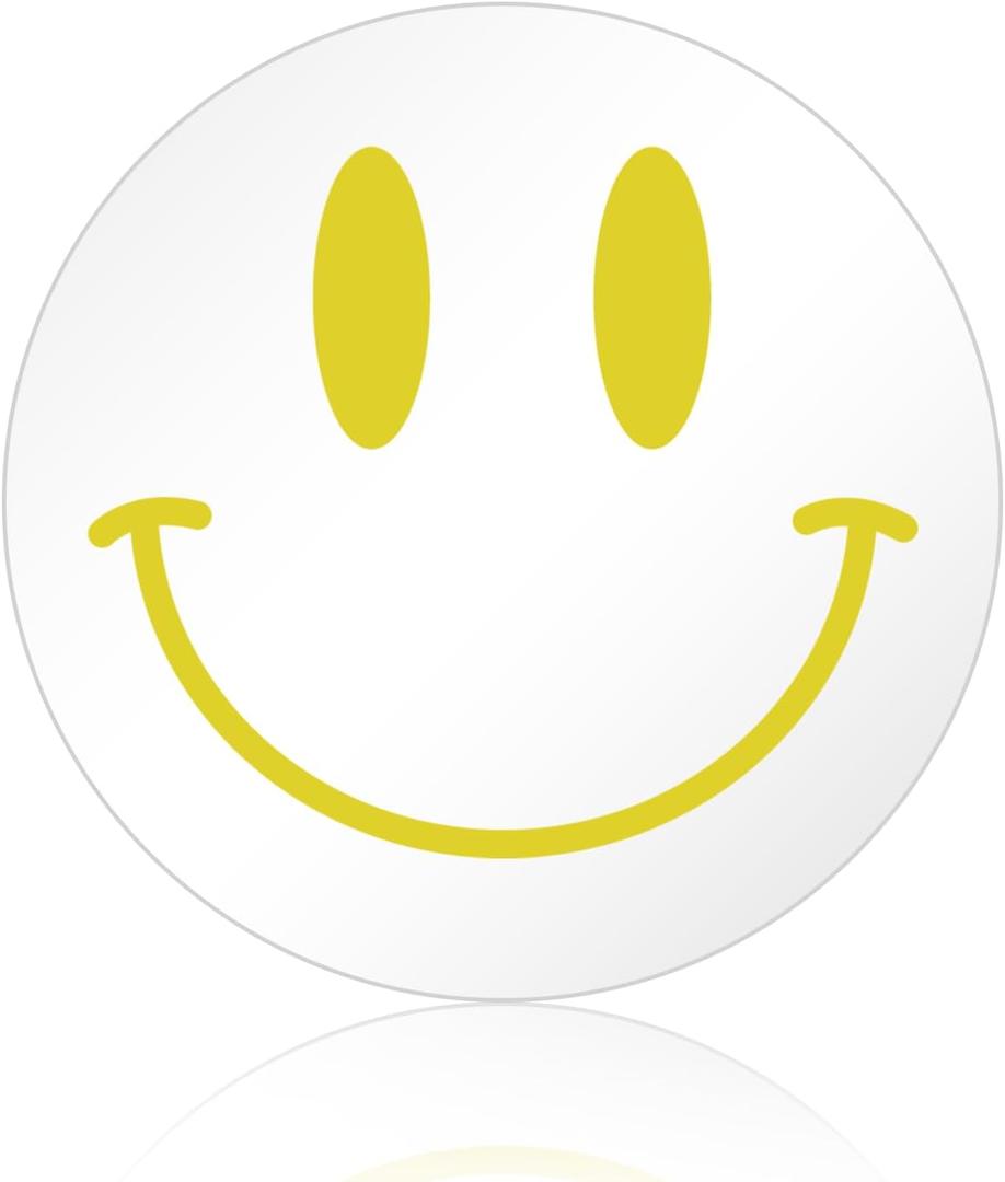 DARENYI Yellow Preppy Mirror Circle, 12 inch Smiling Face Aesthetic Mirror for Teen Girls Preppy Room Wall Decor (11.8"L x 11.8"W)