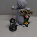 Json Garden Statue Solar Cat Figurine with Lantern, Solar Garden Decorations Statues for Patio, Balcony, Yard Ornament, Unique House Warming Gifts Figurine Lights, Gifts for Women, Mom