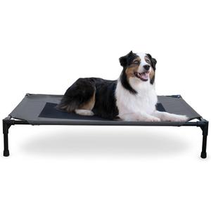 K&H Pet Products Outdoor Elevated Dog Cot, Breathable Cooling Elevated Cot Hammock Pet Bed for Large Dogs, Washable Mesh Cover, Raised Metal Frame, Collapsible, Portable - Large 42 x 30in Charcoal