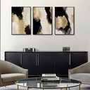 3Pcs Black and Gold Abstract Wall Art Modern Minimalist Posters Prints Neutral Abstract Pictures Painting Wall Decor for Living Room Bedroom Office Decoration Unframed, 12x16Posters
