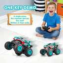 DYODYORC Remote Control Car, 2.4Ghz All Terrain Dinosaur Monster Truck Toys, RC Truck with Music, 3 Lighting Effects, 360 Stunt Capable, 2 Batteries Ready to Run, Toy Gifts for Boys and Girls (Cyan)