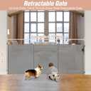 Reinforced 42" Extra Tall x 75" Wide Retractable Baby Gates with Support Rods - Prevent Crawling Under Extra Tall Pet Gate Indoor Mesh Baby Gates for Dogs Outdoor Retractable Gate, Gray