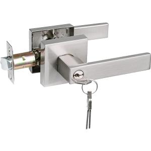 NEWBANG Keyed Entry Lever Lock for Exterior and Front Door Heavy Duty Lever Door Lock Handle Satin Nickel Finish (1 Pack)