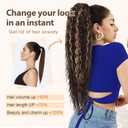 Flufymooz Ponytail Extension, 26 Inch Bohemian Style Drawstring Hair Extensions for Women, Long Curly Wavy Synthetic Hairpiece Women (26 Honey Blonde with Highlights)