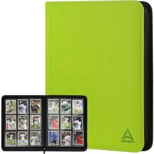 9 Pocket Card Binder - 540 Capacity with Zip Closure Premium, Double-Sided,Sturdy & Sleek PU Leather Protector for MTG, TCG, Sport & Collectible Cards (Grass Green)