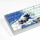 Sumgsn Shine Through Keycaps-PBT Blue Side Printed Keycap, 128 Keys Cherry Profile Double Shot Keycap, Wave of Kanagawa Custom Keycap Set for Mechanical Keyboard 60% 75% 100% (Blue)