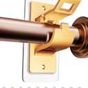 No Drill Curtain Rod Brackets, (10-Pack) Gold Self Adhesive Curtain Rod Holders Nail-Free No-Screw, Adjustable Hangers Hooks for Curtain Rods up to 1.18" Dia