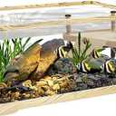 Turtle Fish Tank with Turtle Basking Platform, 20" x 9.5" x 9.5" Aquatic Turtle Tank for Juvenile Turtle,Convenient Bottom Drainage, and Versatile Design for Aquatic Turtle Habitat
