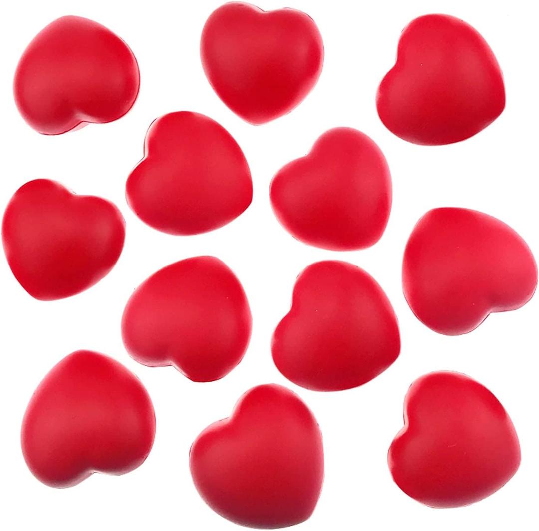 Akusety 12 Bulk 2 7/8"x3" Red Heart Stress Balls - Ideal for Valentine's Day or Heart Health