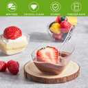 Zezzxu 100 x 2 oz Mini Dessert Cups with Spoons, Clear Reusable Small Square Bowl Tiny Party Serving Plastic Cups for Individual Appetizers, Trifle, Hors D'oeuvres, Shrimp Cocktail Cups