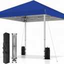 SANWAY 10x10 Pop Up Canopy Tent, One Push Setup, Instant Portable for Outdoor Events, Parties & Camping with 8 Stakes, 4 Ropes and Carry Bag, Blue