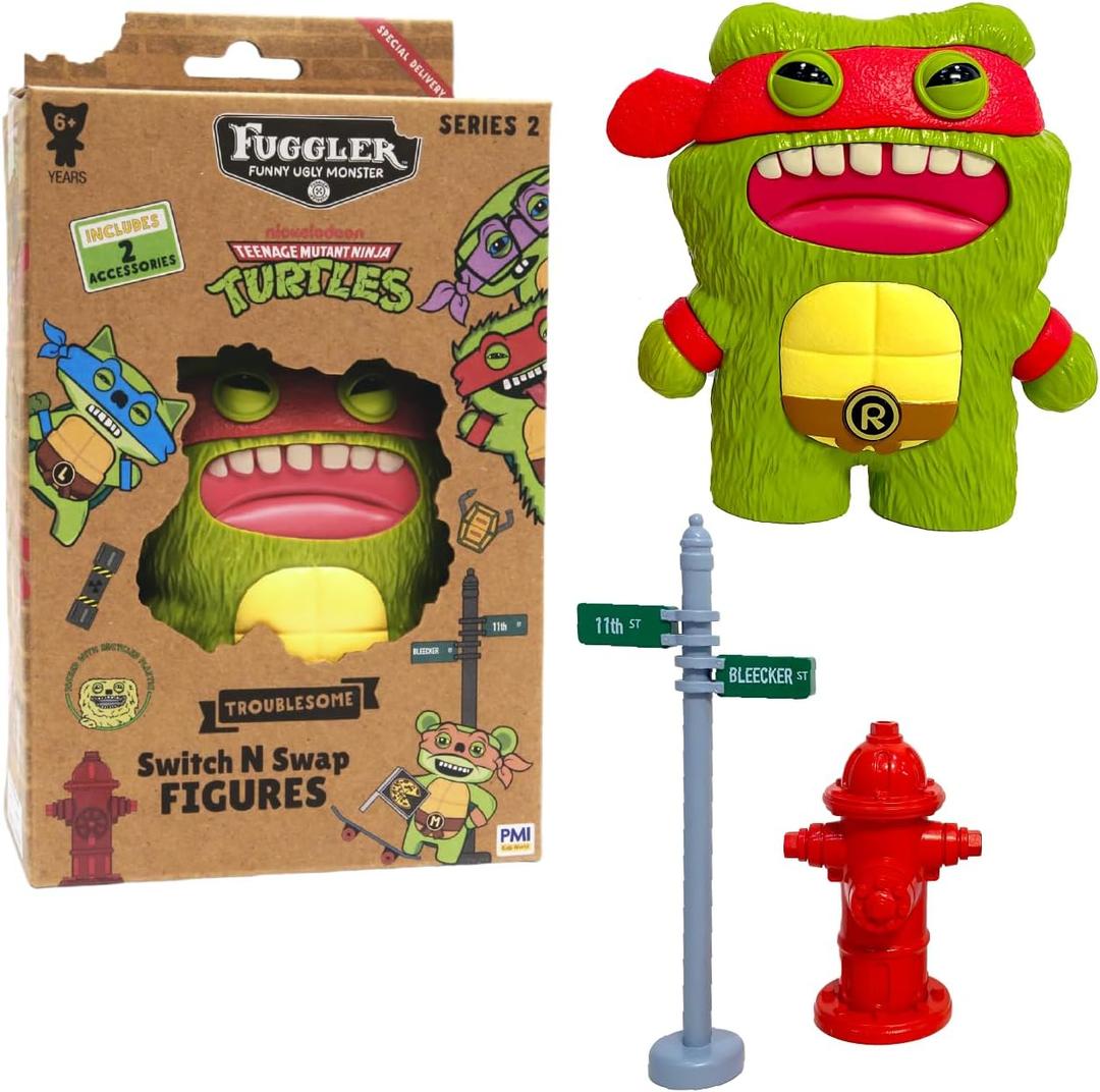P.M.I. Fuggler Season 2 Switch N Swap Collectible Figures Creepy Plush Toys with Swappable Accessories Weird Expressions Oddball Chaos 1-Pack (Switch N Swap) (Raphael)
