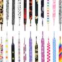 2 x Thin Flat Leopard Print Shoelaces Camouflage Shoe Laces Shoestring 2 Pair (31Inch (80CM), 10 Pink Lucky Flowers)