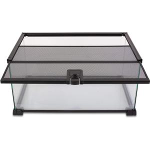 REPTI ZOO 10 Gallon Reptile Tank Glass Natural Cages Terrarium 20" x 12" x 10" Sliding Screen Top for Reptile Hamster Hedgehog Small Animals