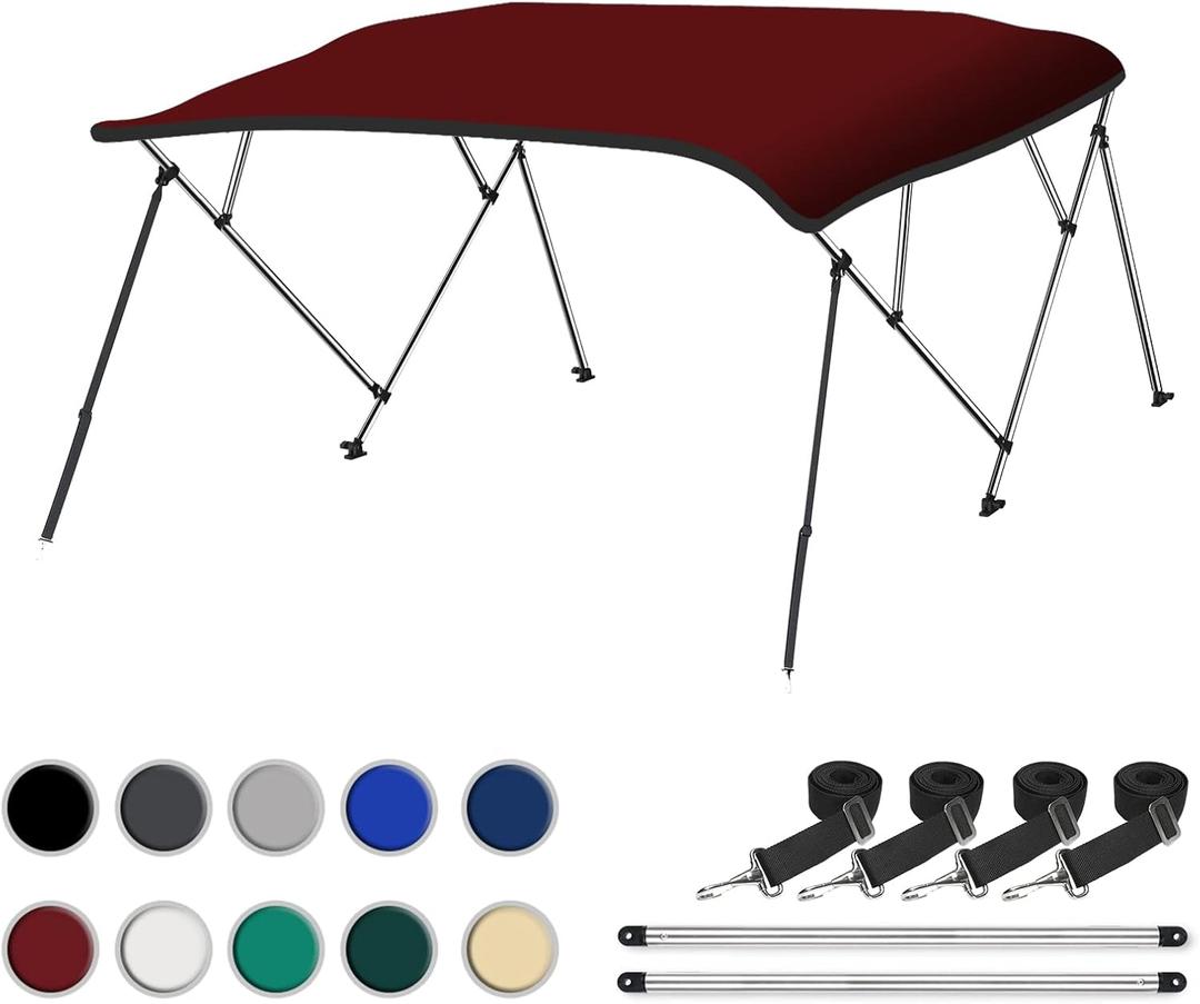 Naviskin 3-4 Bow 13 Different Size Bimini Top Cover Includes Mounting Hardwares,Storage Boot with 1 Inch Aluminum Frame (Burgundy) Naviskin 3-4 Bow 13 Different Size Bimini Top Cover Includes Mounting Hardwares,Storage Boot with 1 Inch Aluminum Frame (Burgundy)
