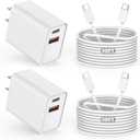 10FT iPhone 16e Fast Charger,2Pack 20W Dual Port USB C+A Power Adapter 10Foot Long USB C to C Fast Charging Cable Cord Quick Charging for iPhone 16e/16/16 Pro/15/15 Pro/Pro Max/Plus,iPad Pro/Air/Mini