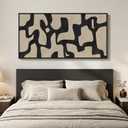 Large Framed Neutral Abstract Wall Art, Black Beige Mid Century Modern Vertical Canvas Prints Paintings Artwork for Walls, Organic Pictures Wall Decor for Hallway Living Room Bedroom Office, 30x60 In