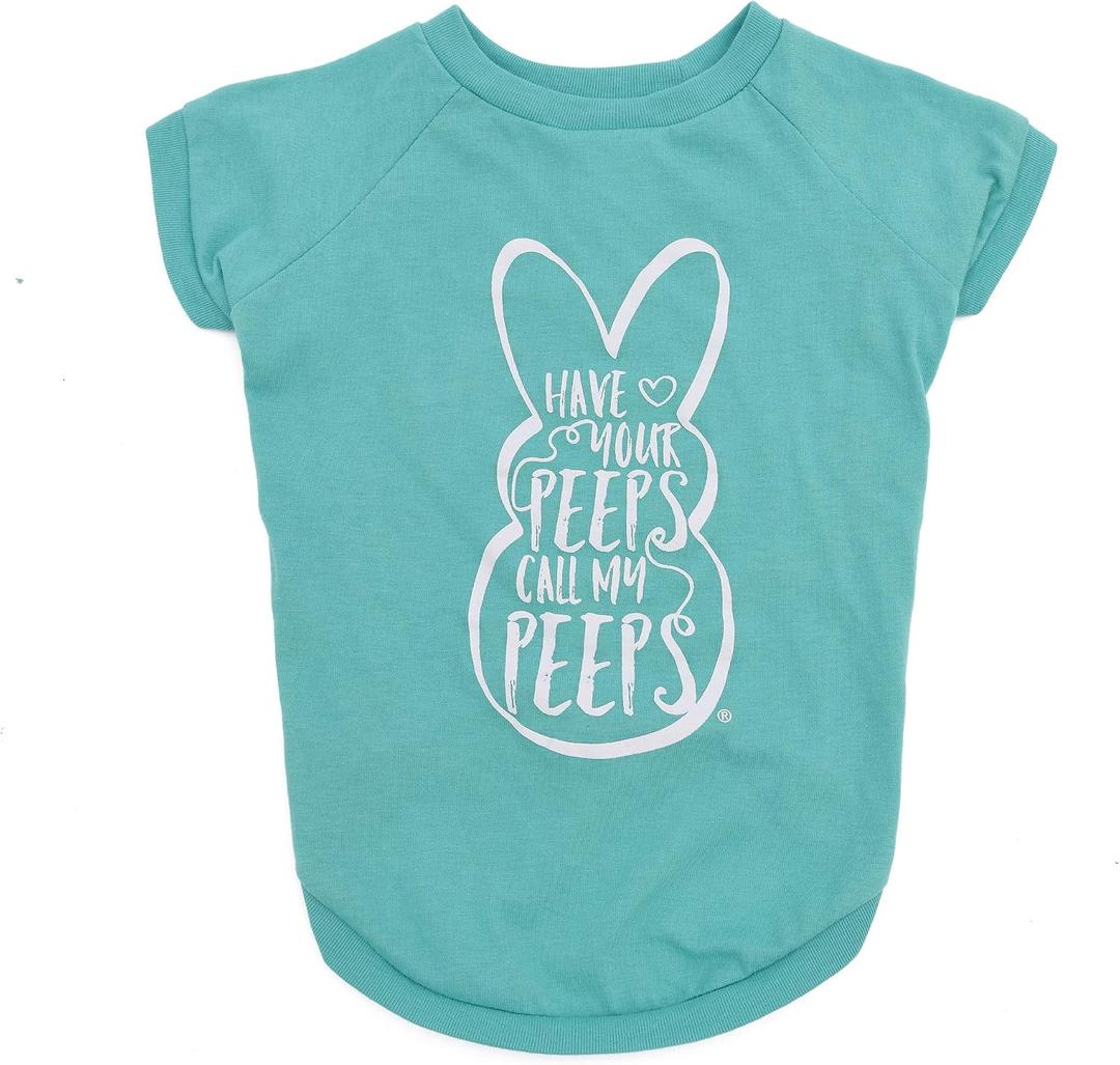 Peeps for Pets Call My Dog T Shirt - Teal Blue Dog T Shirt for Dogs Soft and Comfortable Machine Washable Dog Shirt - Officially Licensed Pet Dog Clothing,FF16041
