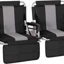 LET'S CAMP 2 Pack Folding Stadium Seats, Portable Bleacher Chairs with Comfortable Cushions, Cup Holder and Mesh Bag, Perfect for Sports Games and Outdoor Activities